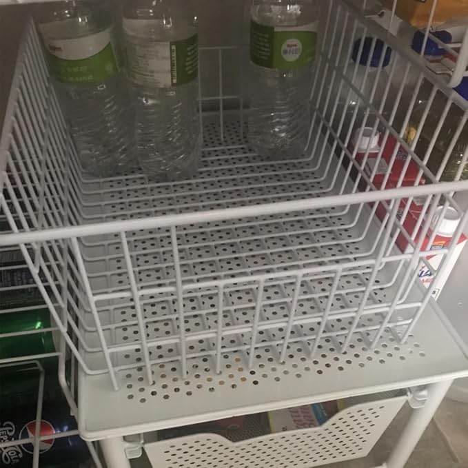 3 Pack Freezer White Wire Baskets - Image 8