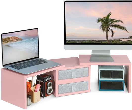 TEAMIX Pink Dual Monitor Stand Riser by TEAMIX