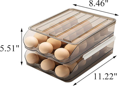Egg Holder for Refrigerator Auto Scrolling Organizer Plastic Stackable Storage - Image 7