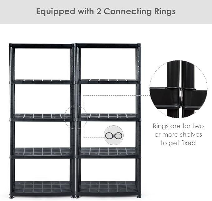 IRONMAX 5-Tier Plastic Storage Shelves, Light Duty Storage Shelving Unit - Image 5