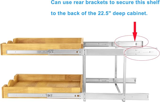 DINDON 2 Tier Wood Pull Out Cabinet Organizer Heavy-Duty Metal Sliding Drawer - Image 6