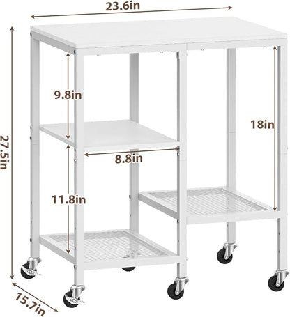 Kitchen Microwave Cart with Wheels, Coffee Bar Table Station, 4-Tier Rolling - Image 2