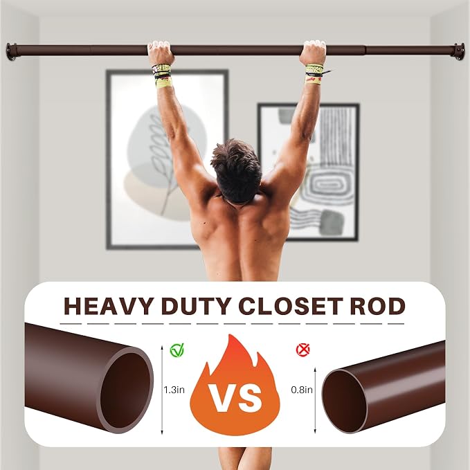 Closet Rod - Closet Rods for Hanging Clothes, 17 to 97 inch Adjustable Closet - Image 3