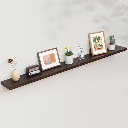 Axeman Floating Shelves for Wall, Rustic Elm Wood 72'' W x 8" D Wall Mantel - Image 7
