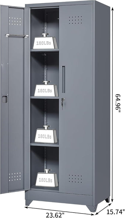 Broom Closet Storage Cabinet, Steel Locking Cabinet - Image 3