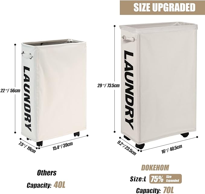 DOKEHOM 29-Inches Enlarged Slim Laundry Basket - Image 3
