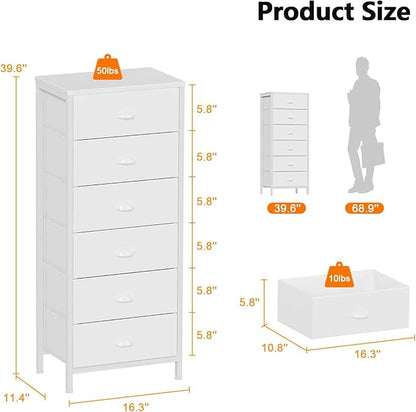 Furnulem White Tall Dresser for Bedroom, Vertical Storage Tower Unit and End - Image 3