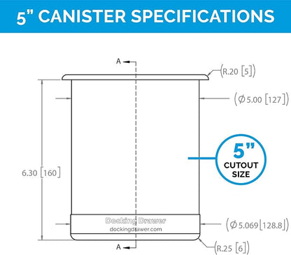 Docking Drawer 5" Stainless Steel Canister - Image 6