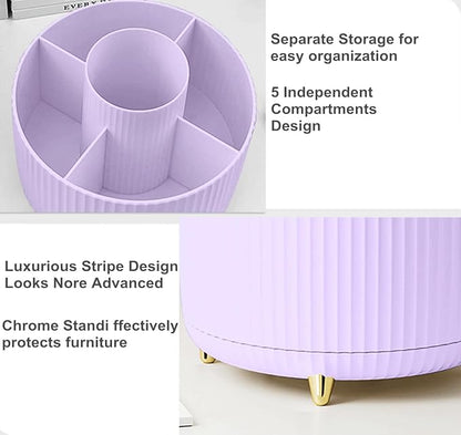 360 Degree Rotating Makeup Brush Holder Organizer Detachable Design 5 Slot Make - Image 3