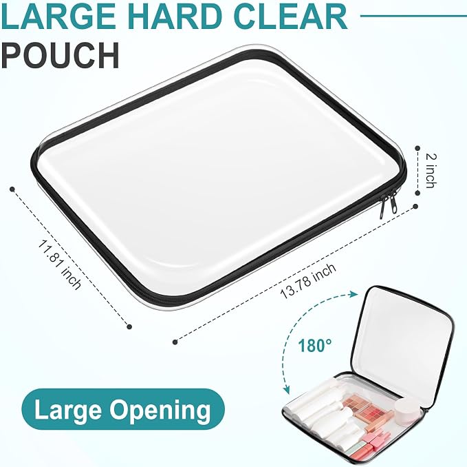 Sanwuta 6 Pcs Clear Hard Zipper Case Hard Plastic Zipper Pouches Transparent - Image 2