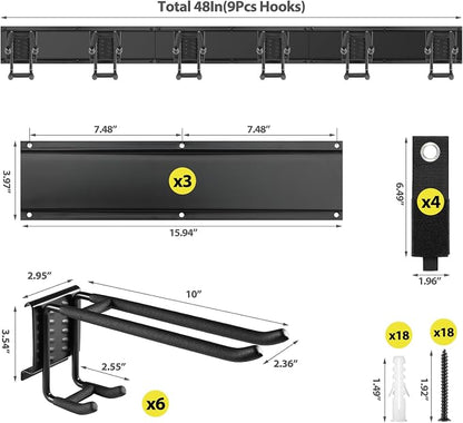 Garage Tool Organizer Wall Mount, 48 Inch Adjustable Garage Tool Storage Rack - Image 7