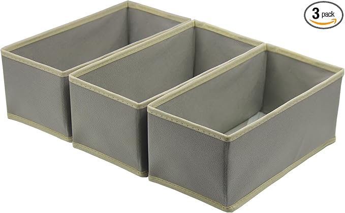 Socks Drawer Organizer Set of 3 Pack Light Grey, Small Underwear Dividers by Bructhun