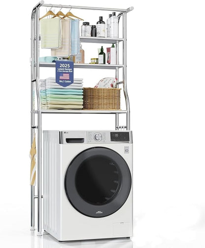 Over The Washer and Dryer Storage Shelf, 3 Tier Laundry Room Metal Drying Rack by Kiseely