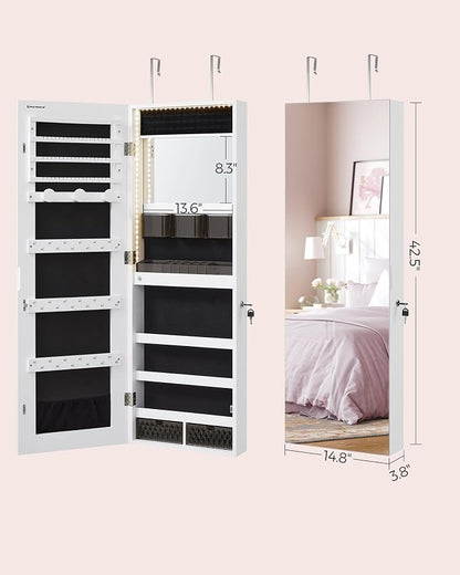 SONGMICS Mirror Jewelry Cabinet Armoire Organizer, Wall or Door Mount Storage - Image 6