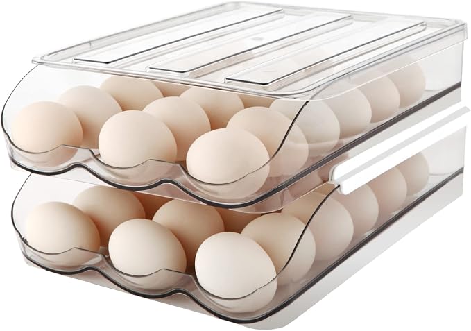 Egg Holder for Fridge, Automatically Rolling Egg Storage Container for by MesRosa