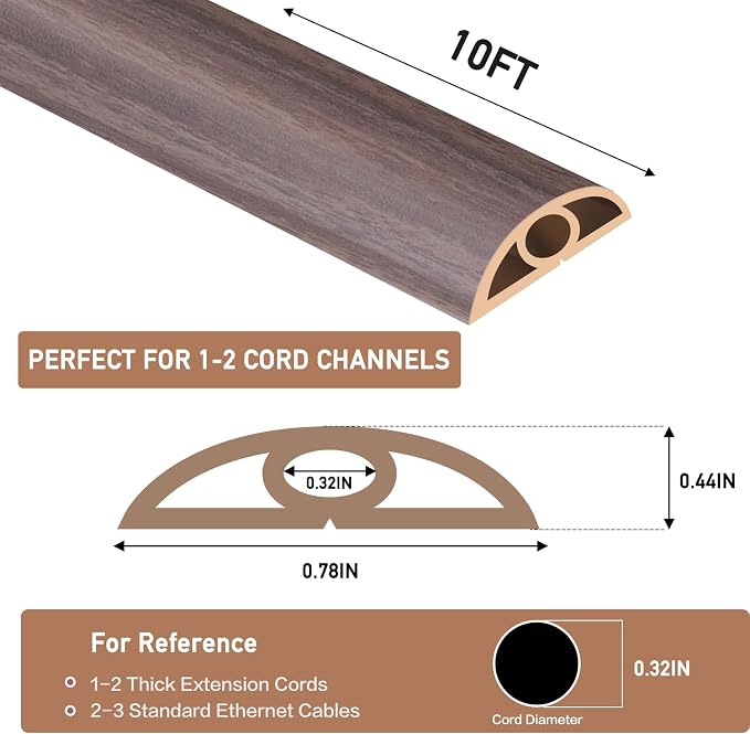 Floor Cord Cover Self Adhesive Cord Hider Floor Extension Cord Covers - Image 2
