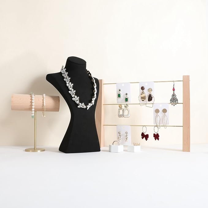GemeShou Black necklace storage hanger stand jewelry organizer, Velvet jewelry - Image 3