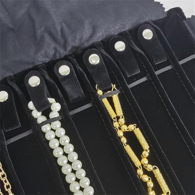 Portable Jewelry Roll Untangled Secure Necklace Travel Storage Bag Displays - Image 8