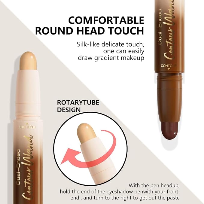 evpct Nude Brown & Nude Cream Contour Stick Face Body Makeup Dual Ended - Image 3