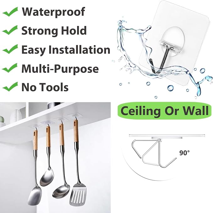 JINSHUNFA Adhesive Wall Hooks for Hanging Heavy Duty Towel Coat Hooks - Image 3