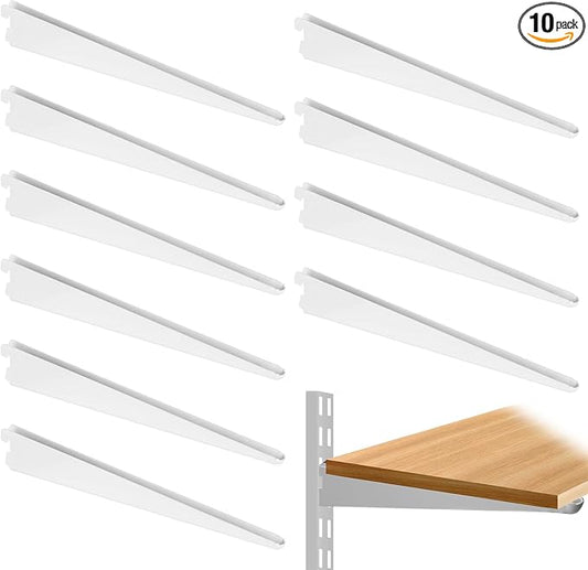10 Pack 9‑Inch Adjustable Wire Shelf Brackets – Heavy‑Duty Double‑Track Closet by Unknown