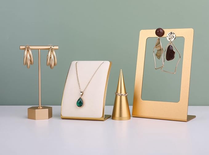 GemeShou Beige Necklace display stand, Velvet Jewelry necklace display holder - Image 5