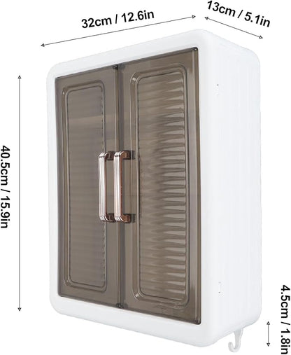 TOPINCN Wall Mounted Bathroom Cabinet, Makeup Organizer Shelf Perfume Cosmetic - Image 2