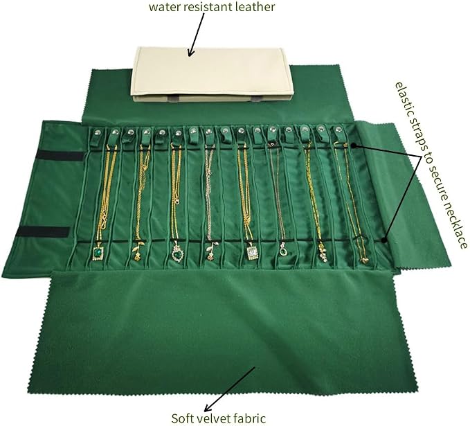 Portable Jewelry Roll Untangled Secure Necklace Travel Storage Bag Displays - Image 4