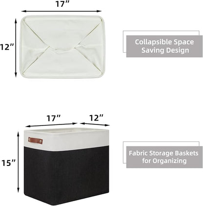 HNZIGE Baskets Shelf Baskets for Clothes 2 Pack Large Storage Bins Fabric - Image 2