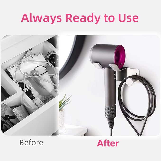 Hair Dryer Holder, Hair Dryer Holder Wall Mounted, Self Adhesive Blow Dryer - Image 6