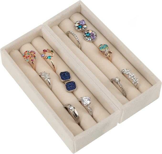 DesignSter Small Jewelry Tray, Velvet Jewelry Display Tray, Stackable Jewelry - Image 8