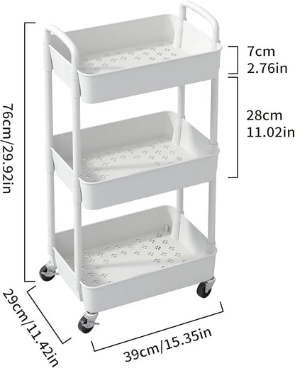 Sywhitta 3-Tier Plastic Rolling Utility Cart - Image 2