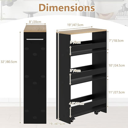 Slim Rolling Storage Cart, 4 Tier Narrow Kitchen Cart - Image 7