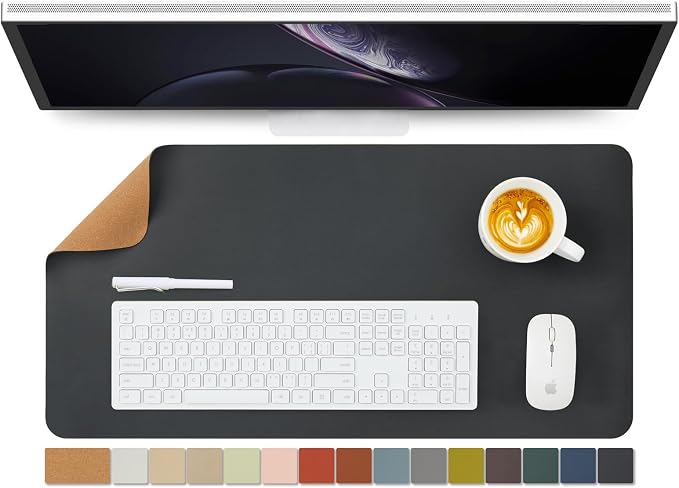 Cork Desk Mat - Dual-Sided Desk Pad by HOMIEAZICOZI
