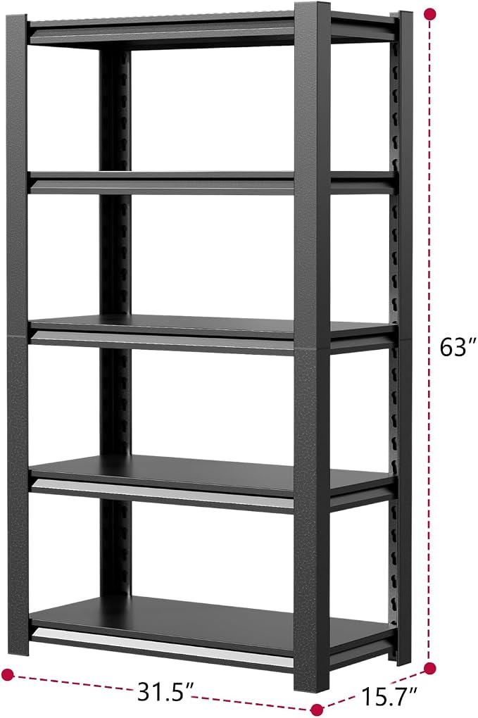 32" W Storage Shelves 2500LBS Garage Shelving Heavy Duty 5 Tier Adjustable - Image 3