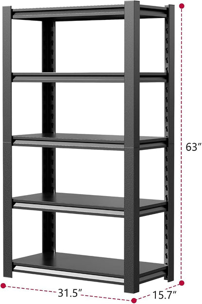 32" W Storage Shelves 2500LBS Garage Shelving Heavy Duty 5 Tier Adjustable - Image 3