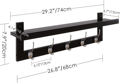 SMIBUY Coat Hooks with Shelf Wall-Mounted, 29.2 Inch Entryway Coat Rack - Image 4