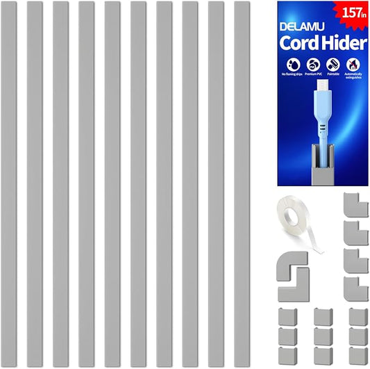 Delamu 157in Cord Covers for Wires on Wall, Cord Hider for 1 Cord, Paintable by DELAMU