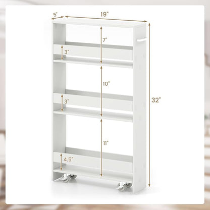 Giantex Slim Storage Cart 4 Tier, Rolling Narrow Island Cart, Side Cabinet - Image 8