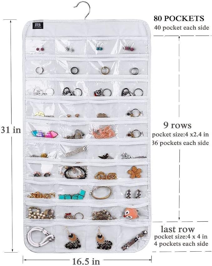 BB Brotrade Hanging Jewelry Organizer, Accessories Organizer, 80 Pocket - Image 6