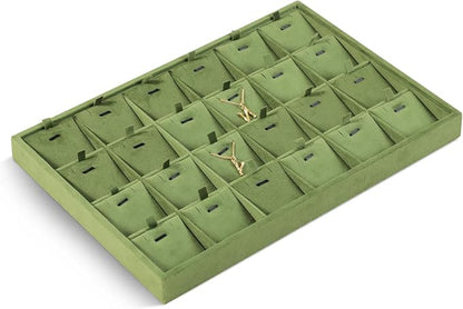 Velvet Necklace Display Tray, Stackable 24 Grid Insert Pendant Necklaces - Image 4