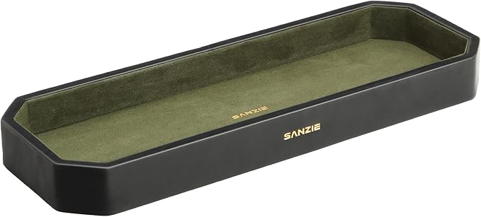 SANZIE Leather Tray Organizer Small Trays Decorative Tray Desktop Storage by SANZIE