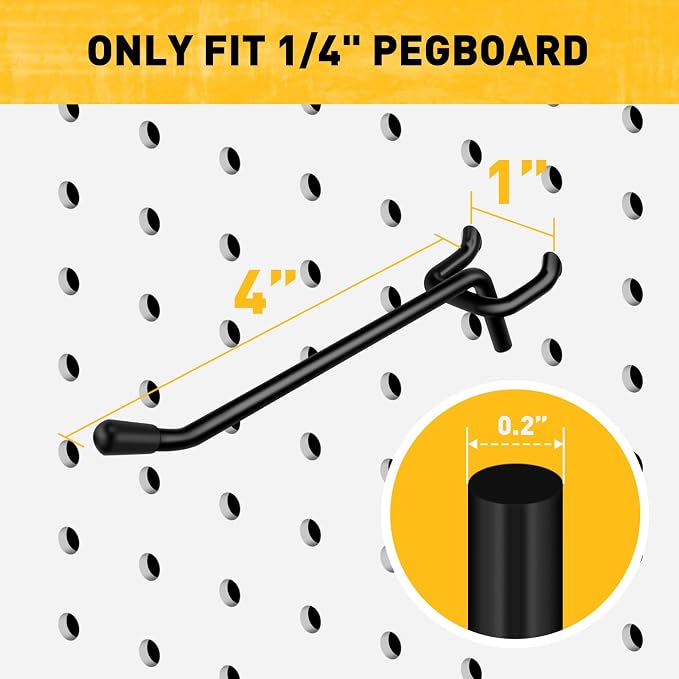ELEAD 60-Piece 4 Inch Extra Thick Pegboard Hooks, Heavy Duty Peg Board - Image 3