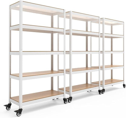 HOMEDANT House White 5-Tier Metal Rolling Cart Shelf Rack Casters Heavy Duty by TheBestOrganizingSolution