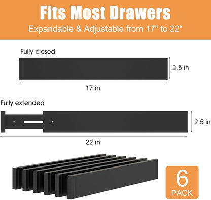 Bamboo Drawer Dividers, 17-22" Adjustable Kitchen Drawer Organizer - Image 3
