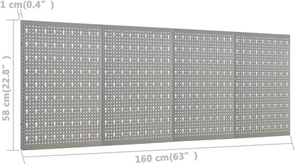 Wall-Mounted Peg Boards 4 pcs 15.7"x22.8" Steel 145350 - Image 8