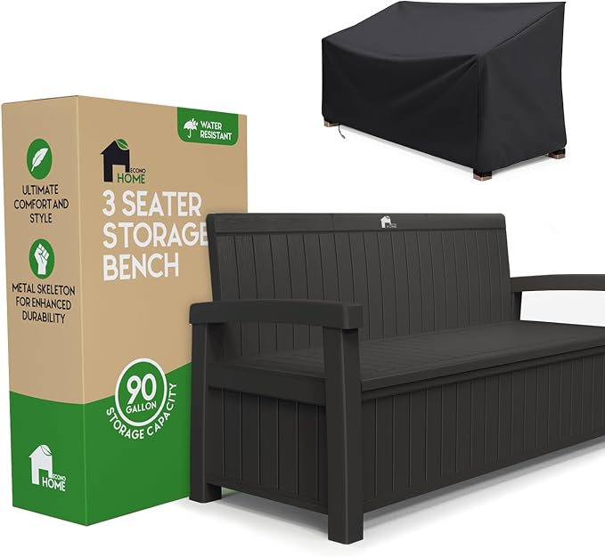 EconoHome 3 Seat Outdoor Storage Bench by EconoHome