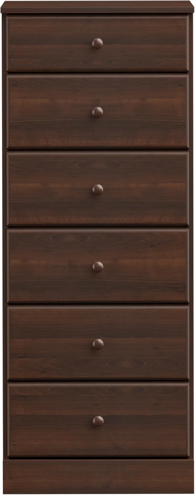 Prepac Astrid Tall Brown Dresser: 16.5"D x 19.75"W x 50"H, 6-Drawer Chest - Image 9