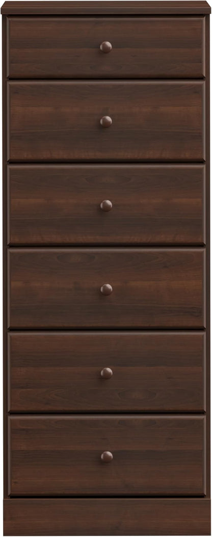 Prepac Astrid Tall Brown Dresser: 16.5"D x 19.75"W x 50"H, 6-Drawer Chest - Image 9
