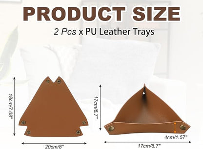 uxcell 2 Pcs Valet Tray for Women and Men, PU Leather Jewelry Tray Entryway - Image 2